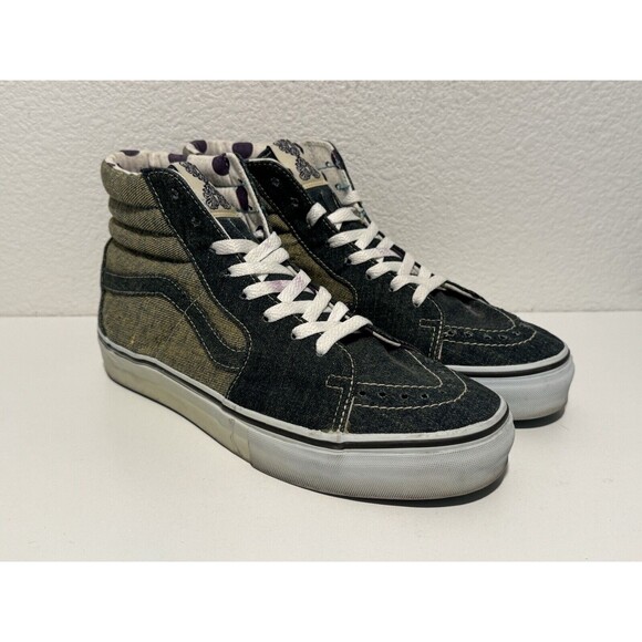 2006 VANS SK8-Hi LX LOOMSTATE SKATE SHOES SZ 8.5 BLUE DENIM POLKA DOTS SNEAKERS - Picture 6 of 14
